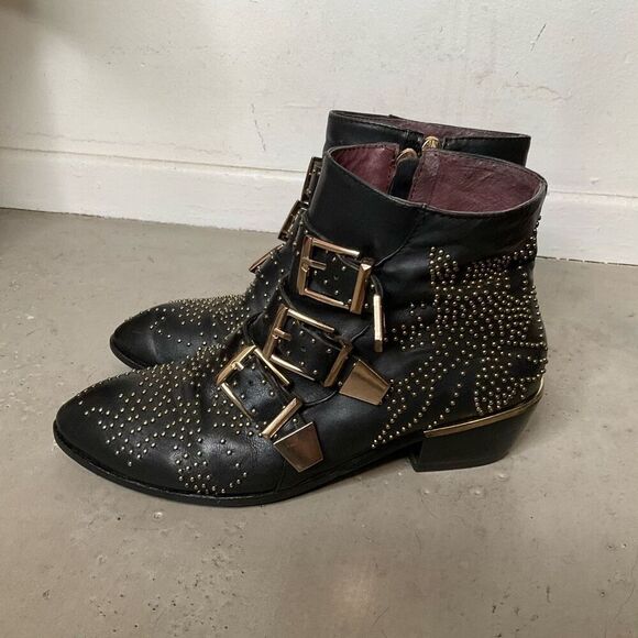 Chloé Susanna Studded Leather Ankle Boots - Picture 2 of 9